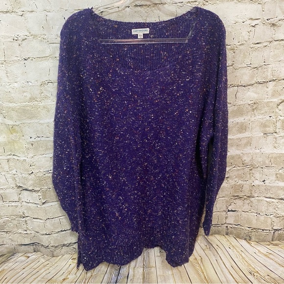 Earthbound Purple Multicolor Knot Scoop Neck Pullover Sweater - Picture 1 of 5